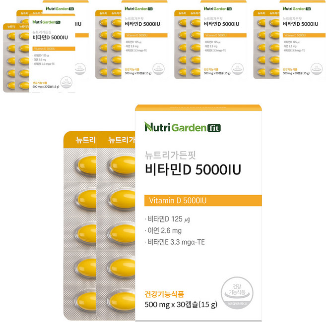 뉴트리가든핏 비타민D 5000IU, 6개, 30정