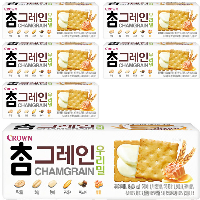 크라운 참그레인 우리밀 과자, 48g, 6개