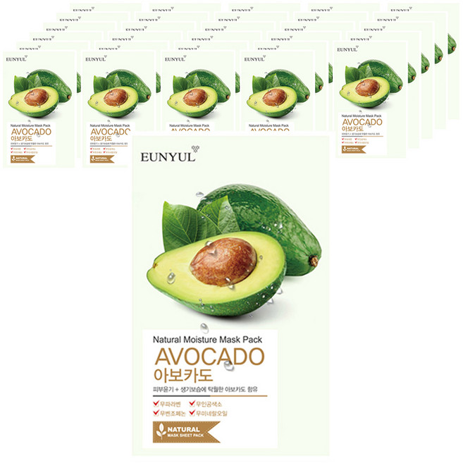 은율 내츄럴 아보카도 마스크팩, 1개입, 100개