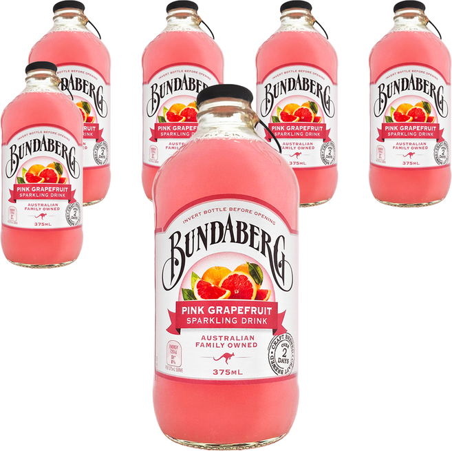 BUNDABERG 賓德寶 葡萄柚風味氣泡飲, 375ml, 6瓶