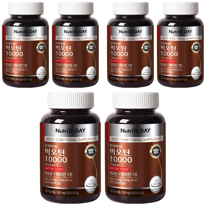 뉴트리디데이 프리미엄 비오틴 10000, 90정, 6개