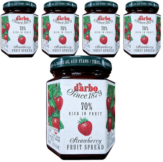 d'arbo 德寶 奧地利70%果肉果醬 草莓, 200g, 5罐