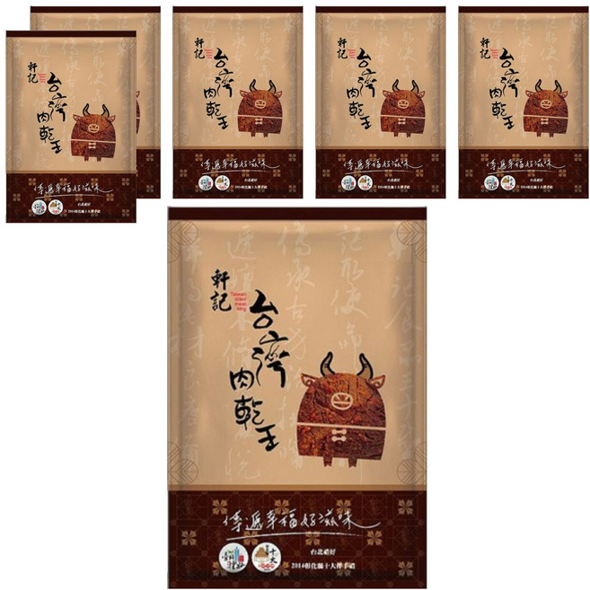 軒記台灣肉乾王 川辣牛肉乾, 130g, 6包