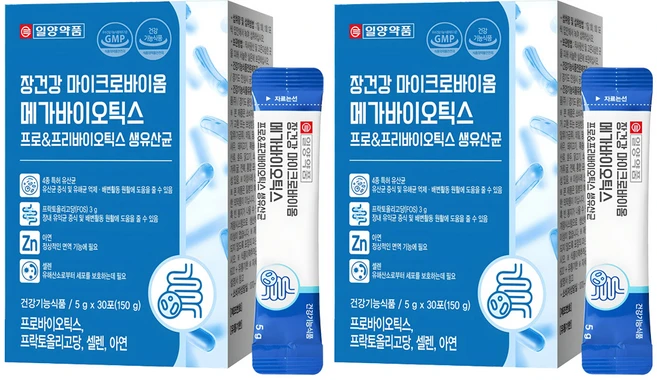 일양약품 장건강 마이크로바이옴 메가바이오틱스 프로&프리바이오틱스 생유산균 30포, 150g, 4개 - 쿠팡