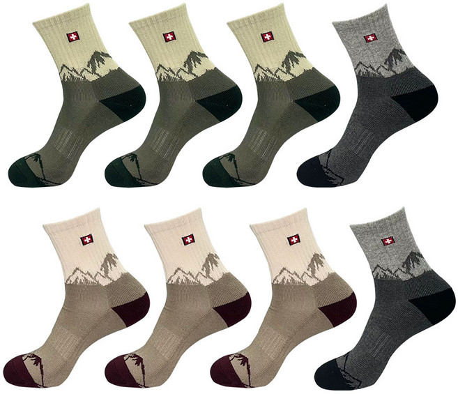 스위스밀리터리 남성용 중목 쿠션 양말 8켤레 SM-N03