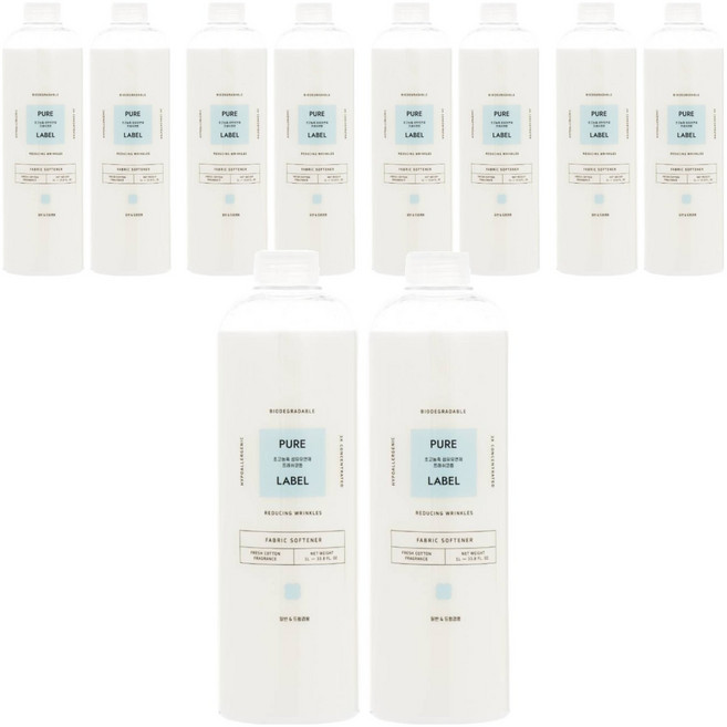 퓨어라벨 초고농축 섬유유연제 프레쉬코튼, 10개, 1L