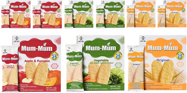 멈멈 신형 혼합 유아쌀과자 오리지널 + 야채 + 사과 호박 세트, 3세트, 54g, 혼합맛(오리지널/야채/사과/호박) - 쿠팡