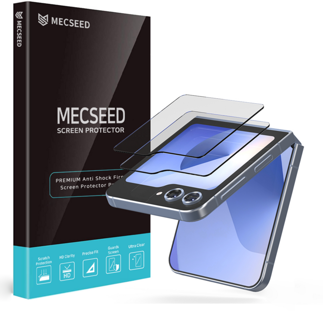 MECSEED 3CX 외부 디스플레이 강화유리 액정보호필름 2p 세트 씬커버 링 전용, 1세트