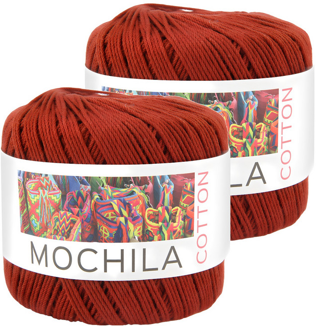 Brandyarn Mochila系列 棉針織線 棕色 200公尺 100%棉, 2捲