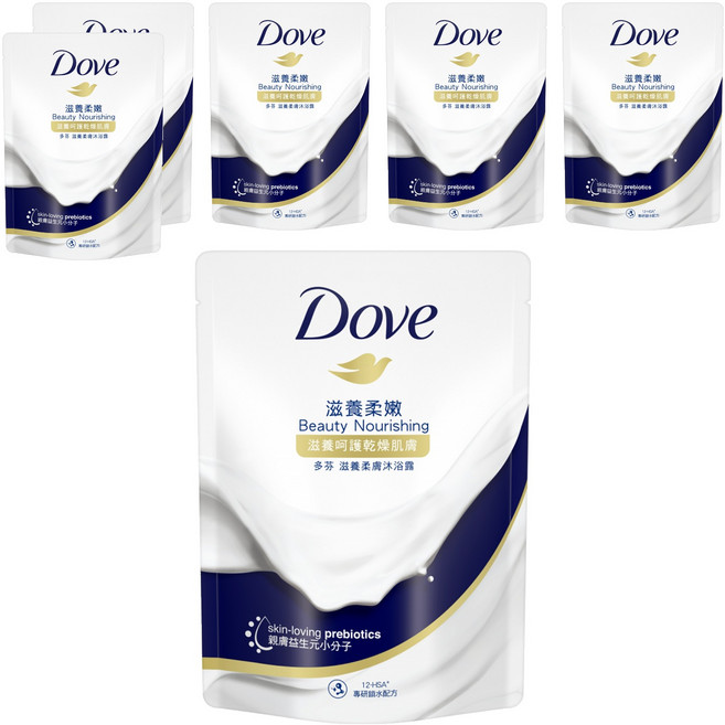 Dove 多芬 滋養柔膚沐浴乳 滋養柔嫩 補充包, 580g, 6組
