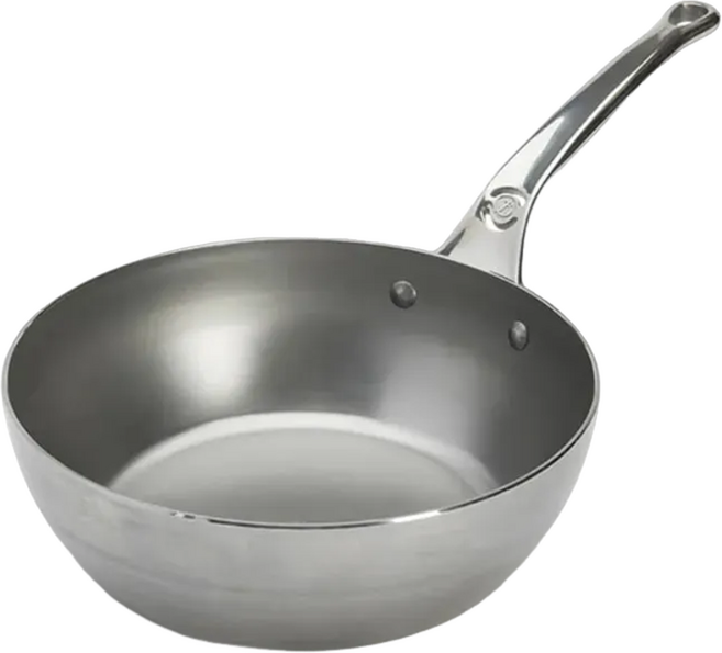 de Buyer 畢耶 原礦蜂蠟系列 職人防滑握柄深炒鍋 鐵鍋 適用烤箱, 28cm, 1個