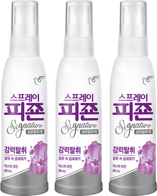 피죤 스프레이 시그니처 섬유탈취제 미스틱 레인 본품, 80ml, 3개
