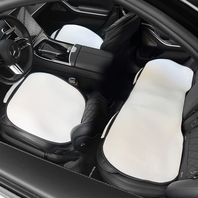 지엠지모터스 여름 통풍 울트라 에어매쉬 자동차 시트커버 방석 2p + 3인 방석, 화이트, 1세트
