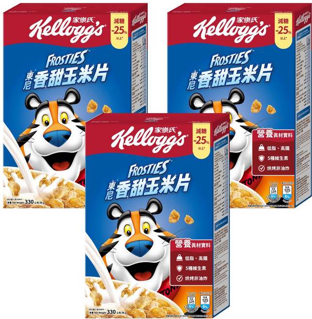 Kellogg's 家樂氏 FROSTIES 東尼玉米片 香甜玉米片, 330g, 3盒