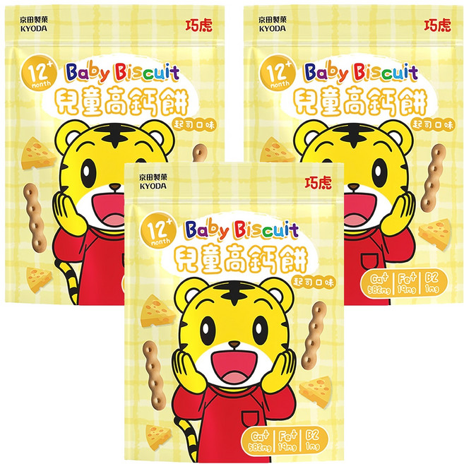 KYODA 京田製菓 巧虎兒童高鈣餅乾, 起司, 65g, 3包