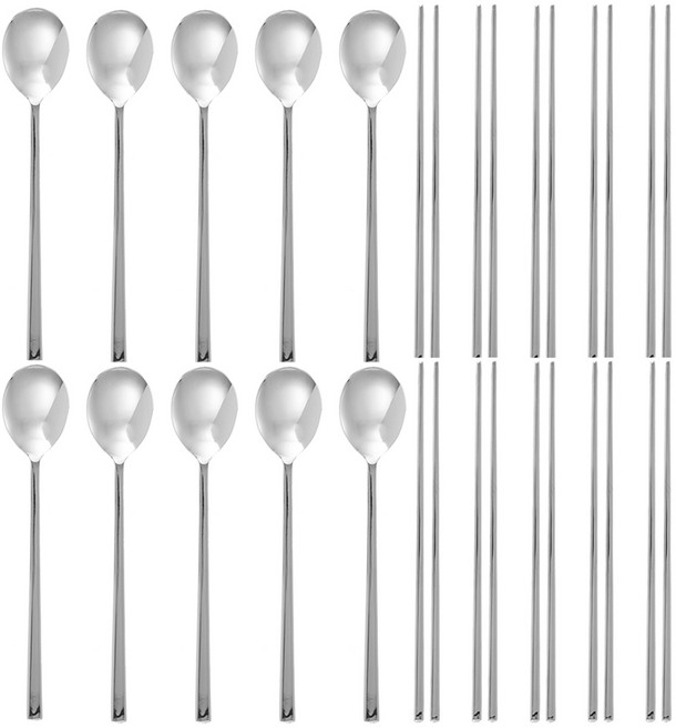 코멧 국산 스테인레스 성인 수저세트, 숟가락+젓가락, 10세트