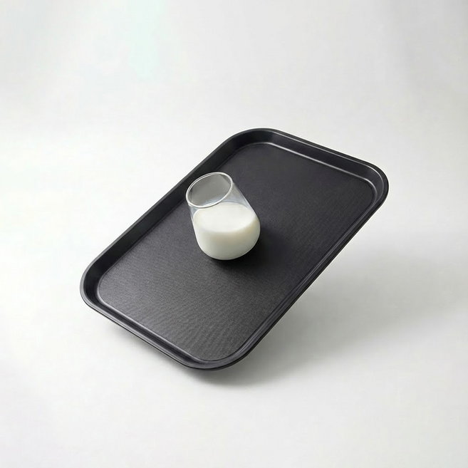 리빙메이트 논슬립 직사각 쟁반, 블랙, 1개
