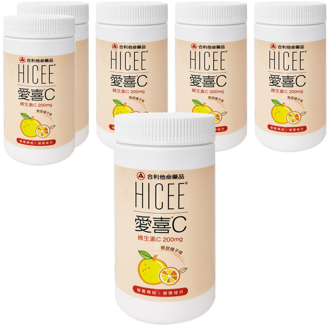 HICEE 愛喜 合利他命 維生素C 口嚼錠 香甜橘子味, 60顆, 12g, 6罐
