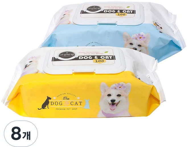 자연처럼 도그앤캣 반려동물 물티슈 랜덤 발송, 100개입, 8개 - 쿠팡