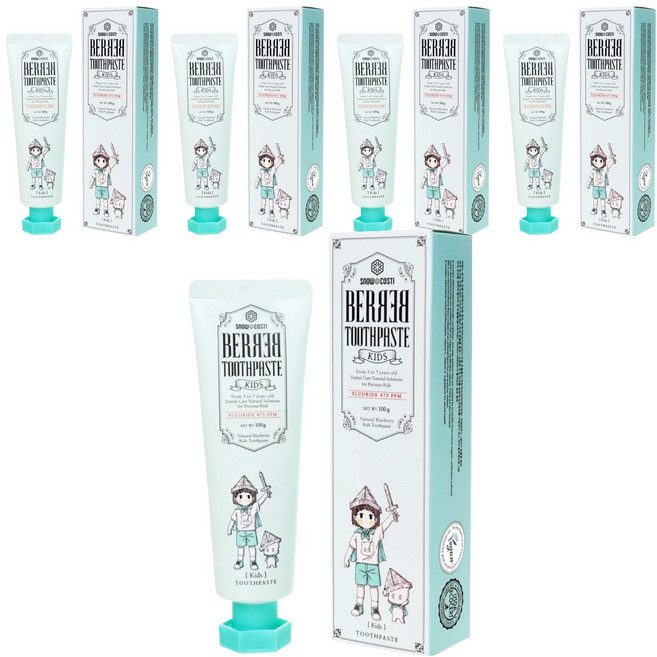 베르베르 저불소 비건 어린이 치약 블루베리향, 100g, 5개