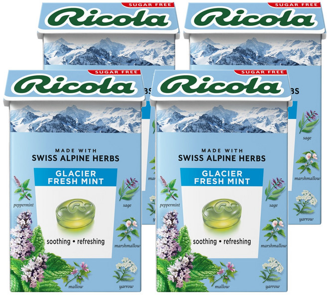 리콜라 스위스 글라시어 민트 허브캔디, 40g, 4개