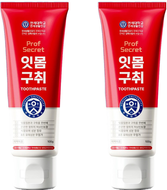 연세생활건강 프로프 시크릿 잇몸구취 치약, 100g, 2개