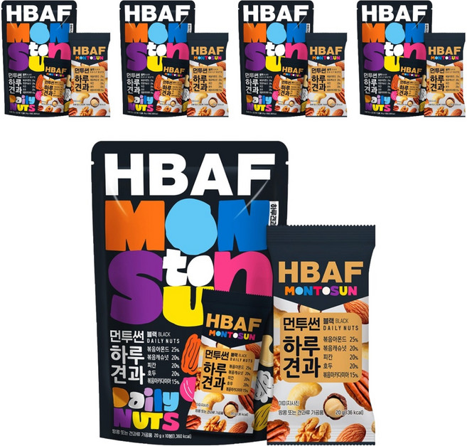 바프 먼투썬 하루견과 블랙, 200g, 5개