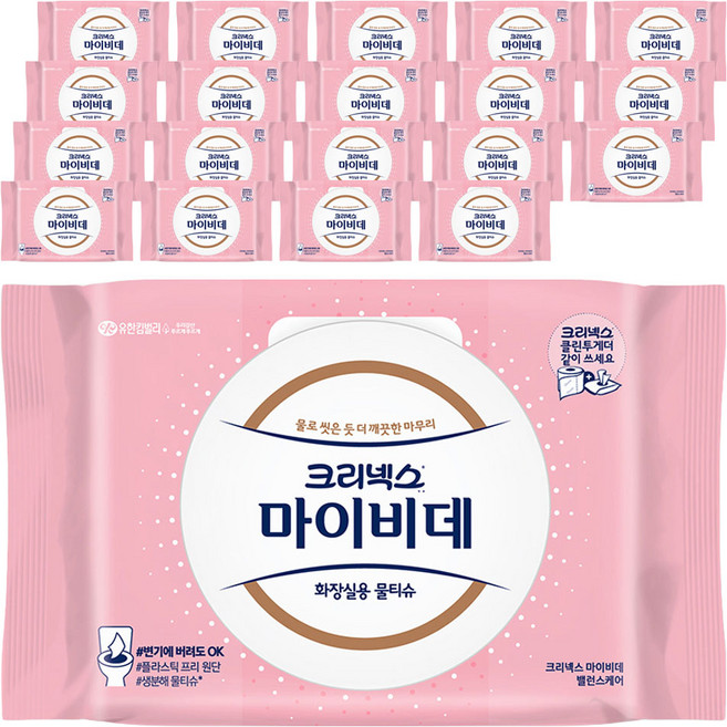 마이비데 밸런스케어 화장실용 물티슈 캡형, 55g, 40매, 20개