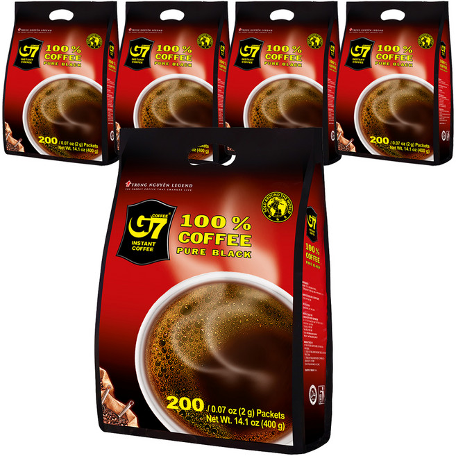 G7 純黑即溶咖啡粉, 2g, 200入, 5個