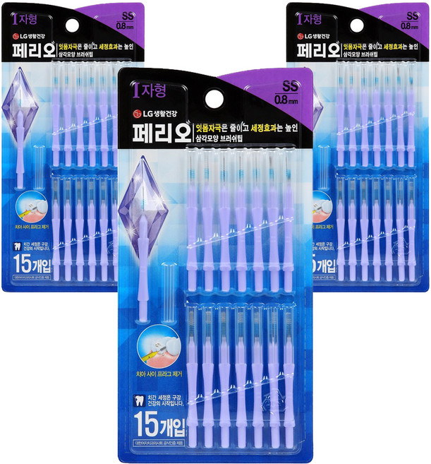 페리오 치간칫솔 I자형 SS, 15개입, 3개