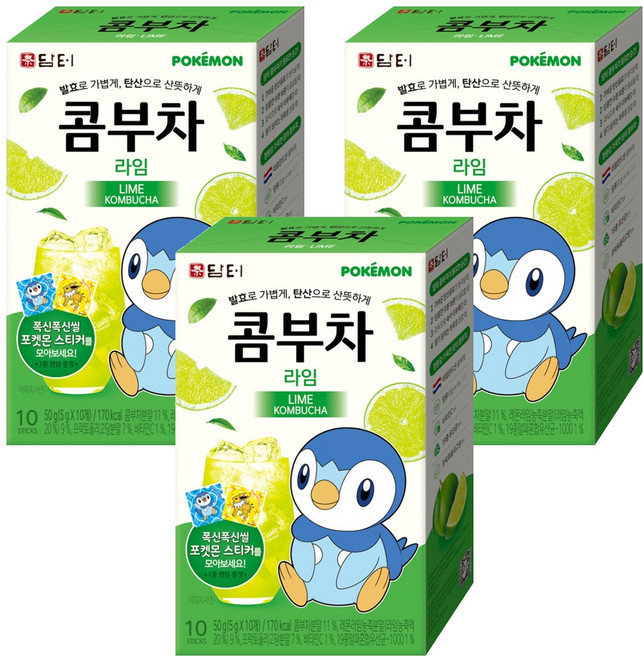Damtuh 丹特 寶可夢康普茶 萊姆, 5g, 10入, 3個