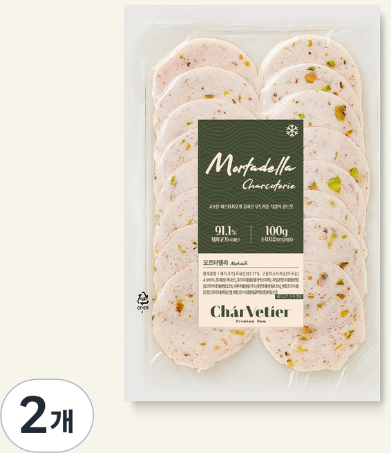 샤르베티에 아질산 나트륨 무첨가 모르타델라, 100g, 2개