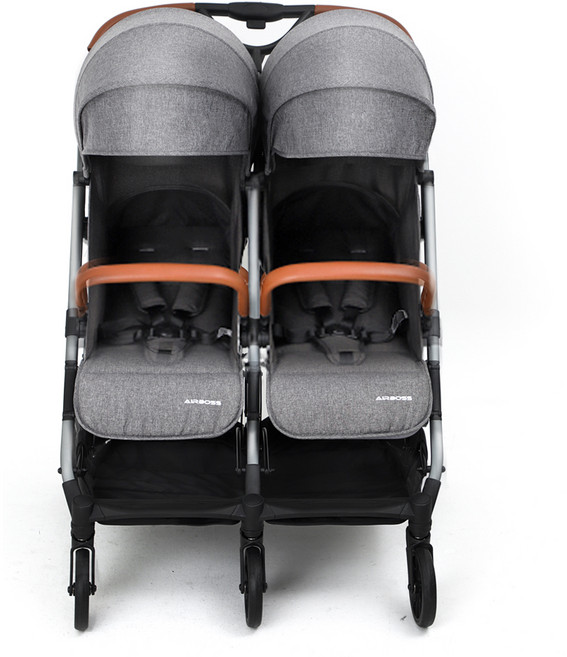 에어보스 소보 쌍둥이 연년생 유모차 초소형 폴딩, 모던 그레이