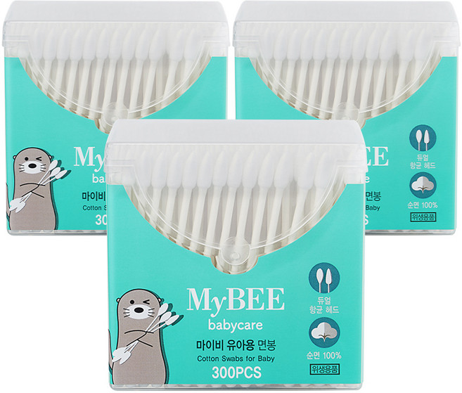 마이비 유아용 면봉, 300개입, 3개