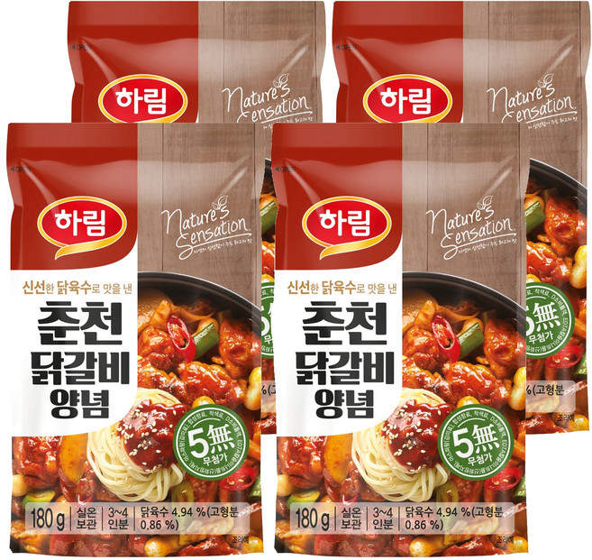하림 춘천 닭갈비 양념, 180g, 4개