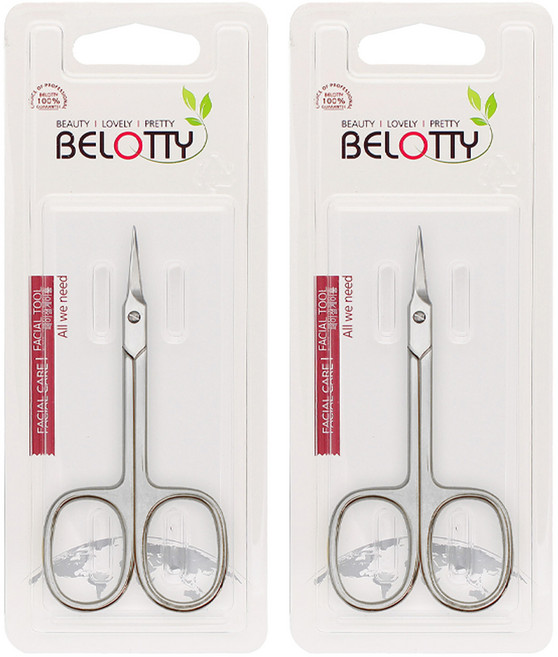 벨로티 이태리산 고급 큐티클 포인트가위, 실버, 2개