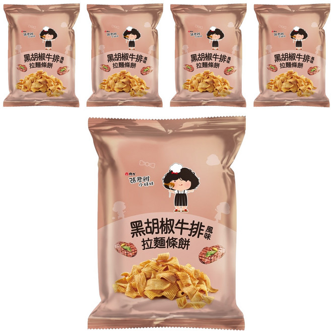 維力 張君雅小妹妹 黑胡椒牛排風味拉麵條餅, 65g, 5包