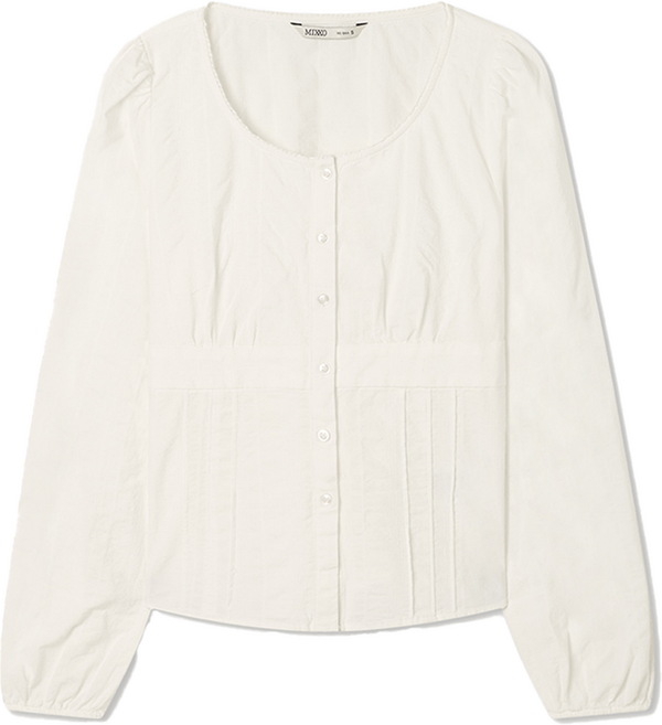 미쏘 여성용 셔링 절개 면 블라우스