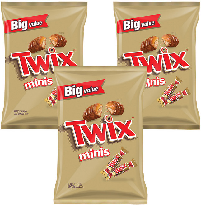 트윅스 미니스 초코바, 990g, 3개