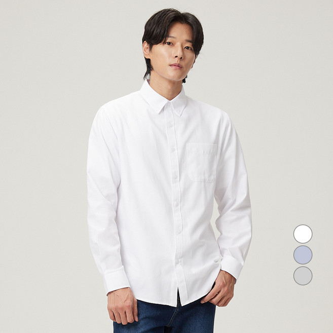 캐럿 남성용 레귤러핏 버튼다운 옥스포드 셔츠