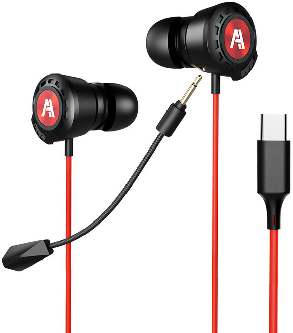 에이투 C타입 유선 탈부착 마이크 게이밍 이어폰 ATWO GE130 레드