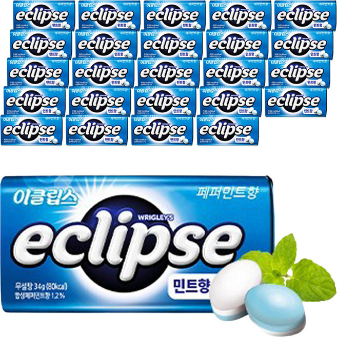 이클립스 페퍼민트향 캔디, 34g, 25개