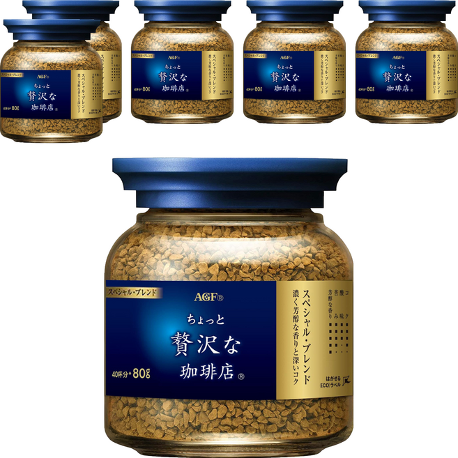 AGF 微奢華咖啡店 香醇咖啡罐 藍金, 80g, 1入, 6罐