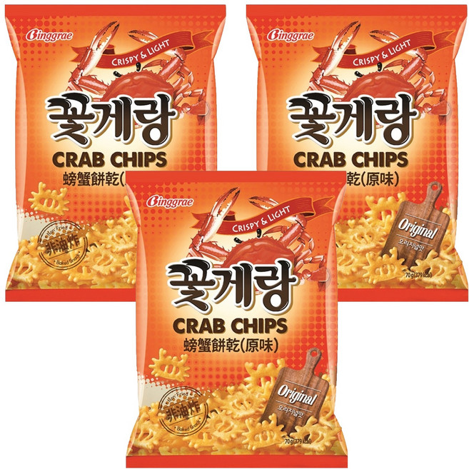 Binggrae 螃蟹餅乾 原味, 70g, 3包