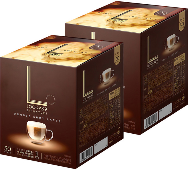 루카스나인 시그니처 더블샷라떼 커피믹스, 14.9g, 50개입, 2개