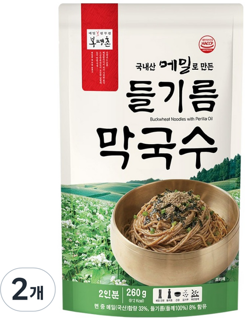 Bongpyung 韓國產蕎麥紫蘇油拌麵, 260g, 2個