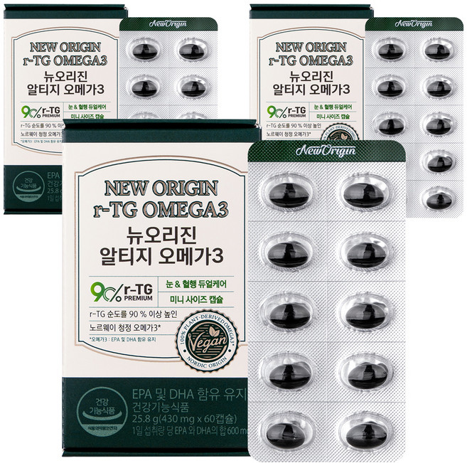 유한건강생활 뉴오리진 알티지 오메가3, 60정, 3개