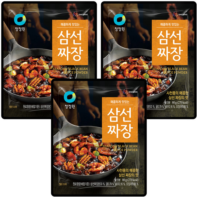 청정원 삼선짜장, 80g, 3개