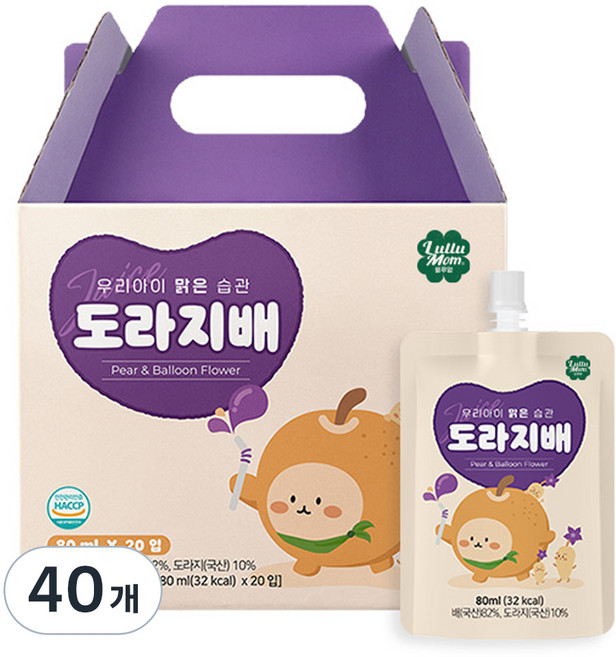 룰루맘 도라지배 선물박스, 80ml, 40개