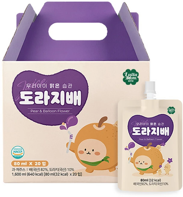 룰루맘 도라지배 선물박스, 80ml, 20개 - 쿠팡